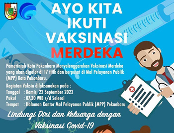 Hari Ini Vaksinasi Merdeka Digelar di 17 Titik, Dipusatkan di MPP   